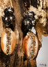 Pendientes bohemios, pendientes colgantes, concha marrón diamante